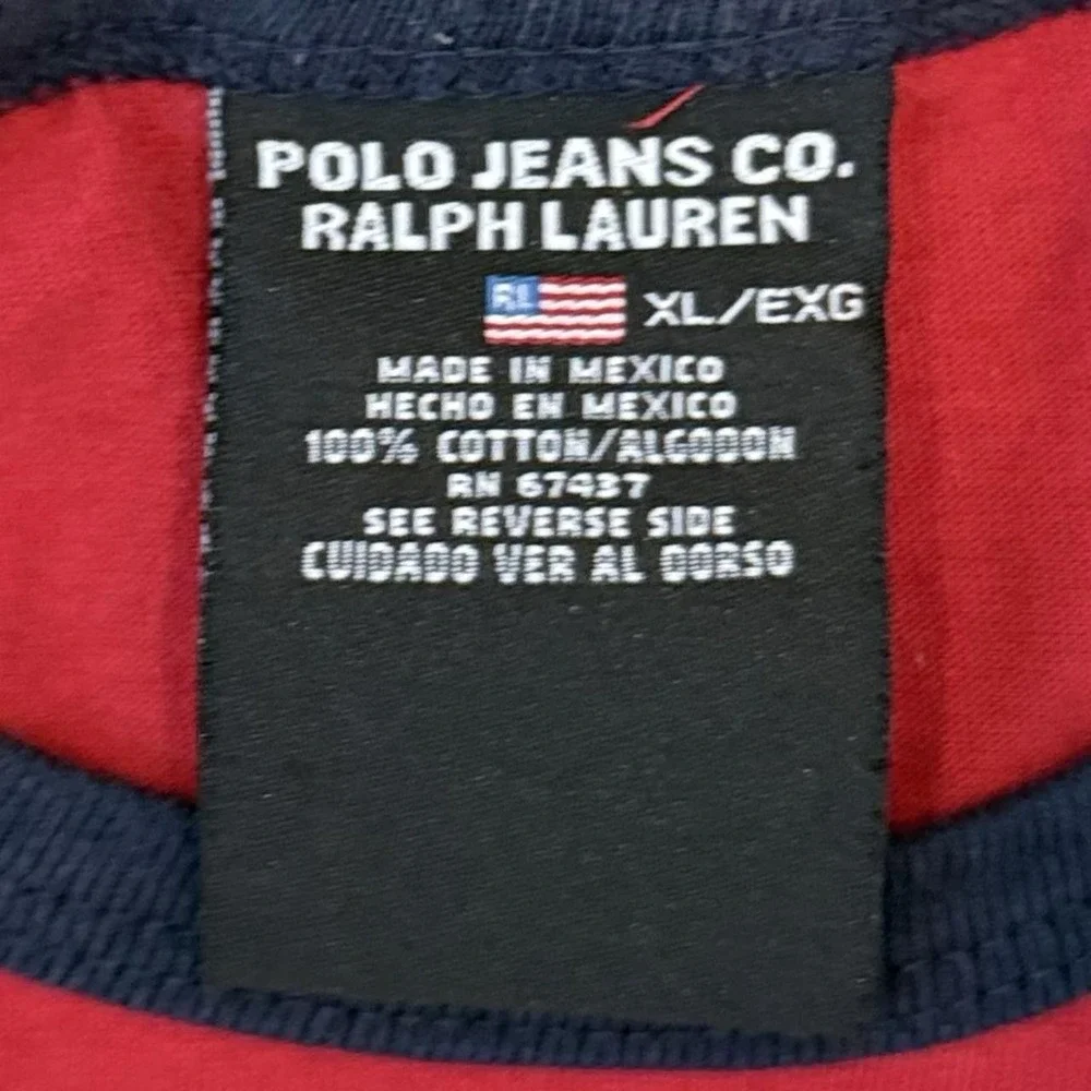 Vintage Polo Jeans Co. Ralph Lauren Red Ringer Tee Men's Size XL Skater 90s Y2K